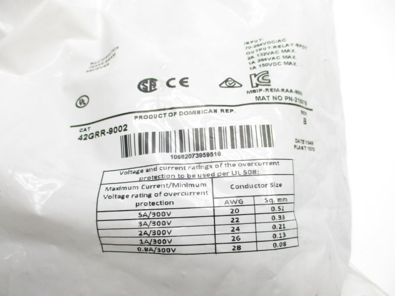 ALLEN BRADLEY 42GRR-9002 SER. B 70-264VAC/DC 1A NSMP