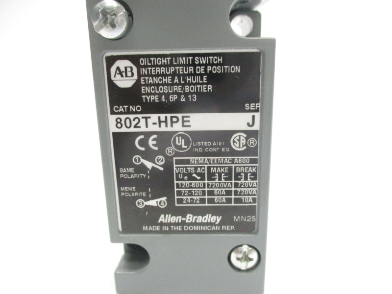 ALLEN BRADLEY 802T-HPE SER. J 120-600VAC 60A NSNP