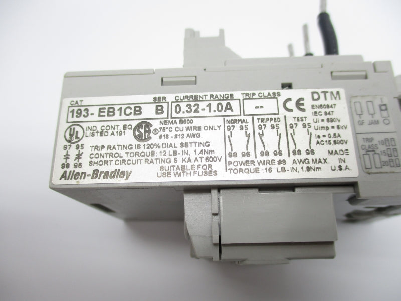ALLEN BRADLEY 193-EB1CB SER. B 0.32-1.0A NSNP