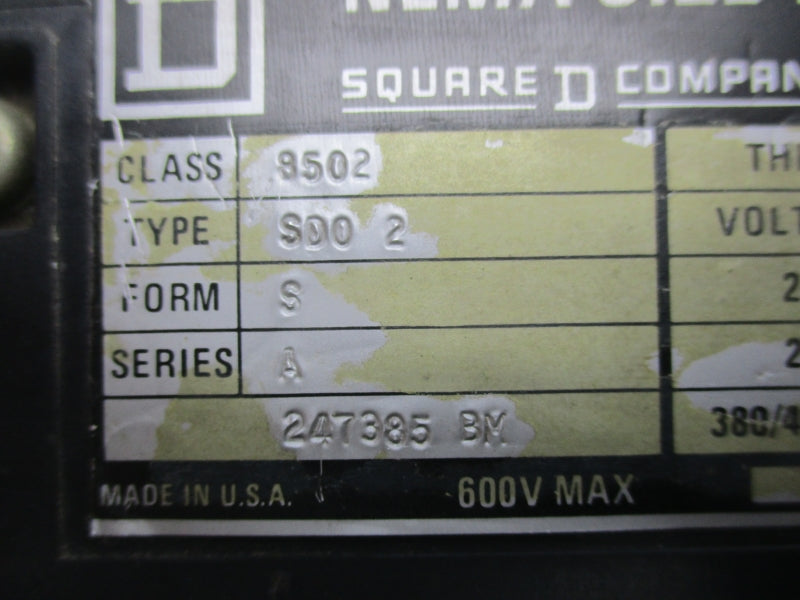 SQUARE D 8502SDO2 SER. A 110/120V UNMP
