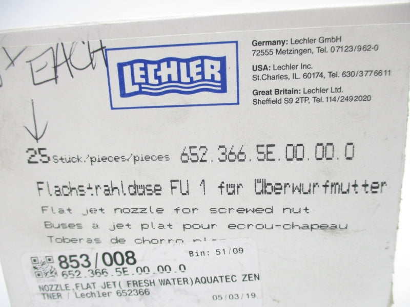 LECHLER 652-366-5E-00-00-0 (PKG OF 25) NSMP
