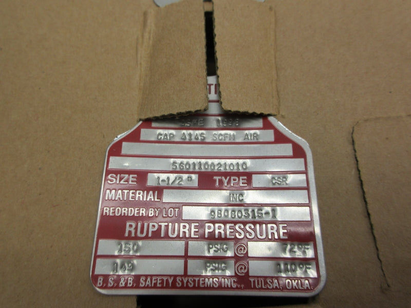 BS&B SAFETY SYSTEMS 98080315-1 150PSI 72"F 1-1/2" NSMP