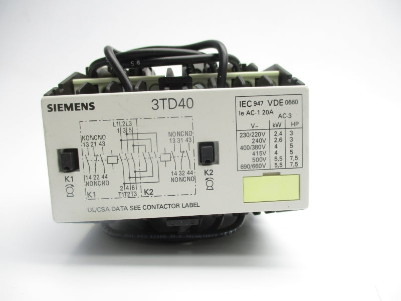 SIEMENS 3TD4002-2A 110/120V 9A NSNP