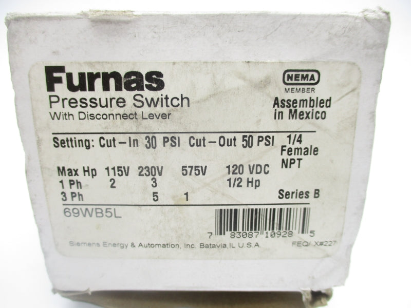 FURNAS 69WB5L SER. B 575V 30/50PSI 1/4" NSMP