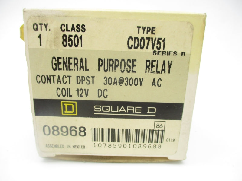 SQUARE D 8501CDO7V51 SER. B 12VDC 30A  NSMP
