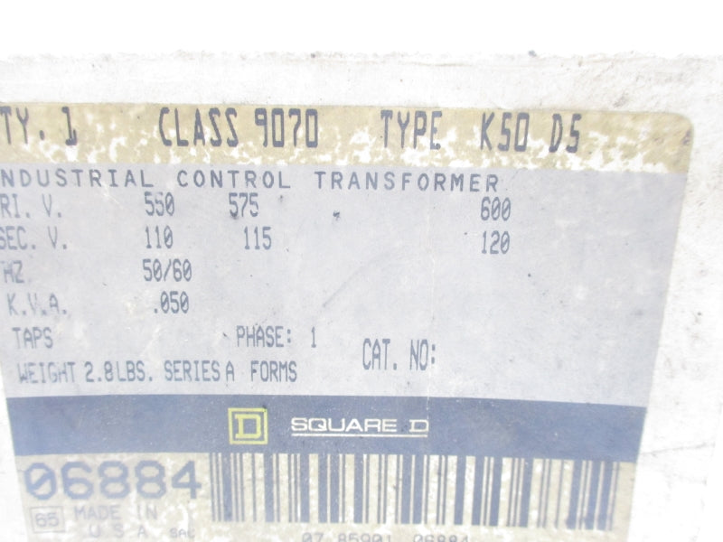 SQUARE D 9070K50D5 600V .050KVA NSMP