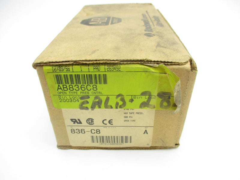 ALLEN BRADLEY 836-C8 SER. A 600V 500PSI (BR/WH) NSMP