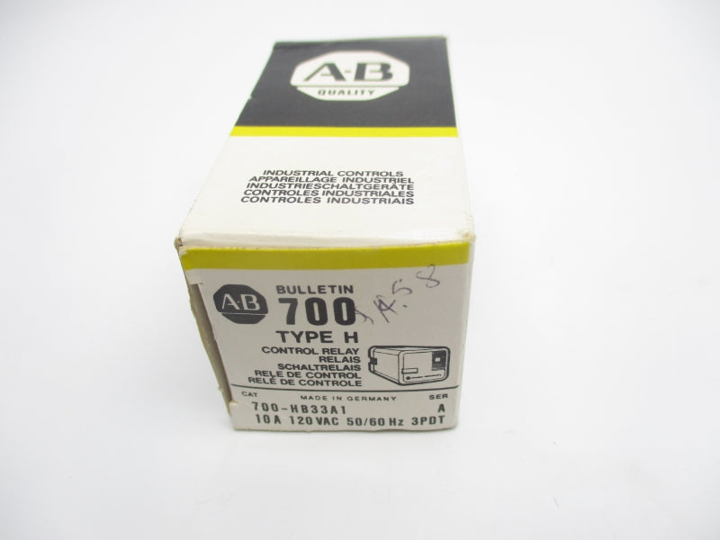 ALLEN BRADLEY 700-HB33A1 SER. A 120VAC 10A (BK/YL) NSMP