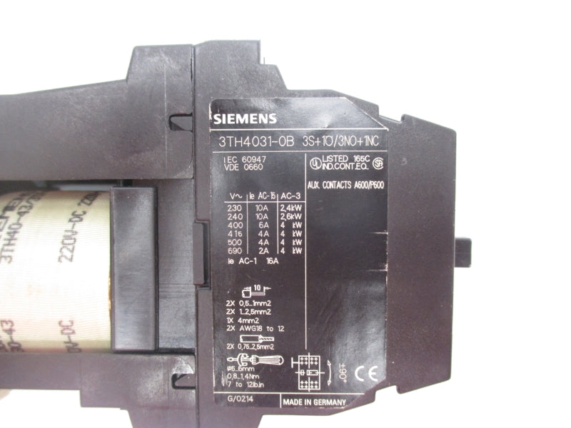 SIEMENS 3TH4031-0BB4 220VDC 16A NSNP