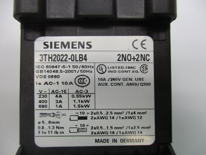 SIEMENS 3TH2022-0LB4 17-30VDC 10A NSNP