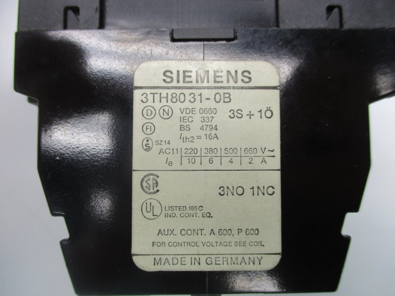 SIEMENS 3TH8031-0B 24VDC 10A UNMP