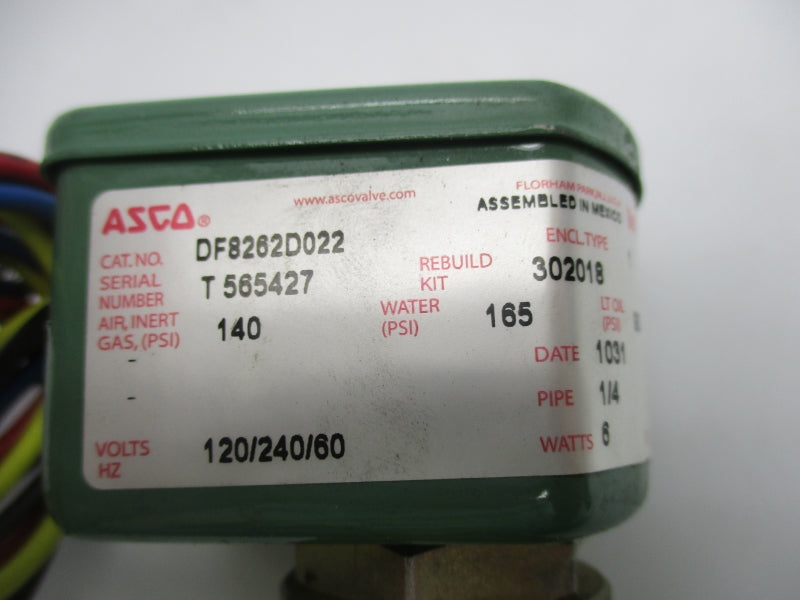 ASCO DF8262D022 120/240V 165PSI 1/4" NSNP