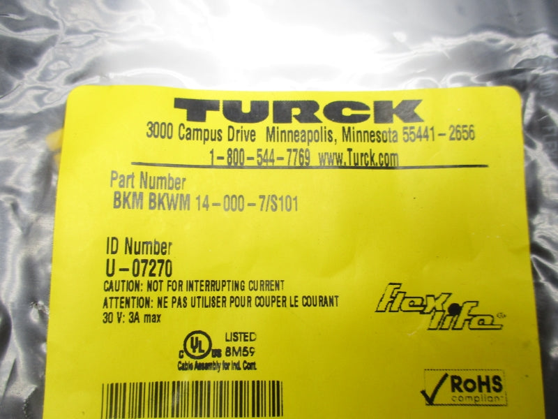 TURCK BKWM14-000-7/S101 U-07270 30V 3A NSMP