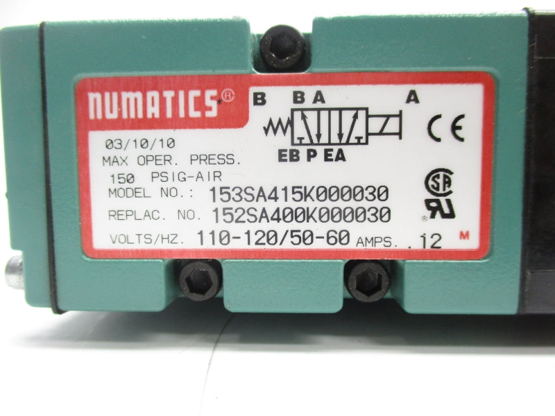 NUMATICS 153SA415K000030 110-120V .12A 150PSI NSNP