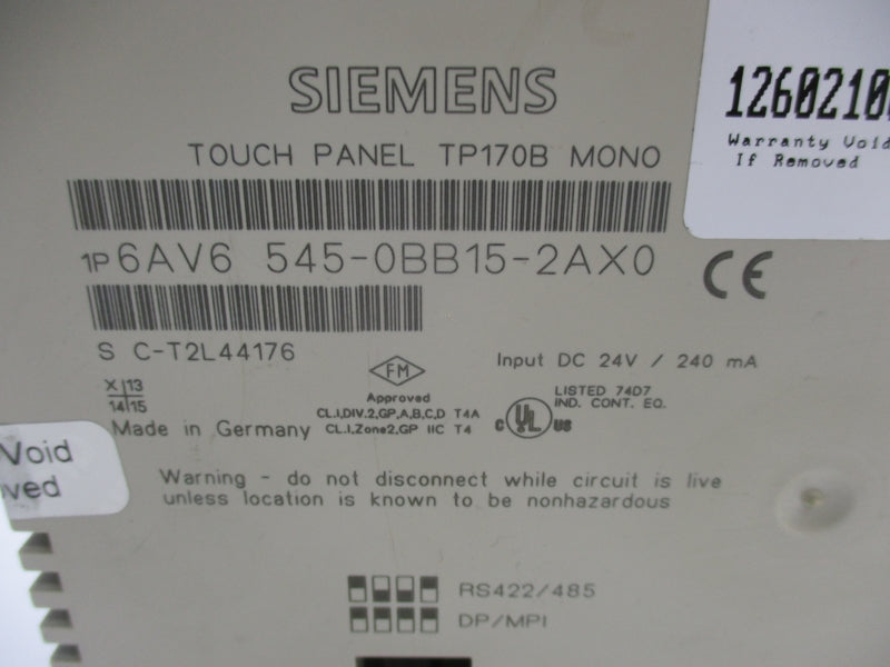 SIEMENS 6AV6545-0BB15-2AX0 24VDC NSNP