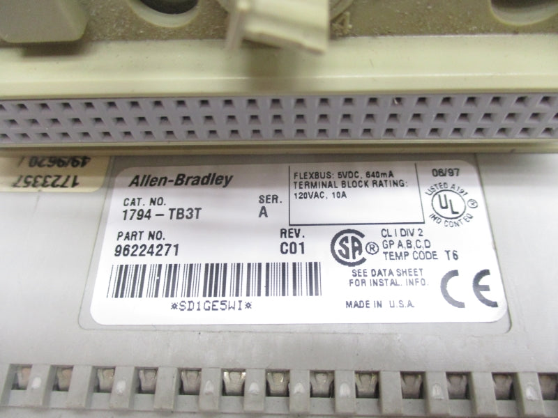 ALLEN BRADLEY 1794-TB3T SER. A 120VAC 10A UNMP