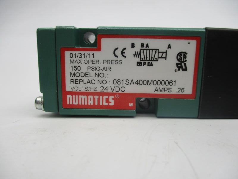 NUMATICS 081SA400M000061 24VDC .26A 150PSI NSNP