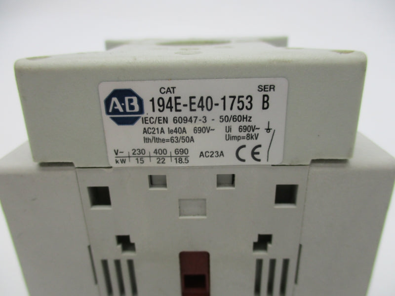 ALLEN BRADLEY 194E-E40-1753 SER. B 600VAC 40A NSNP