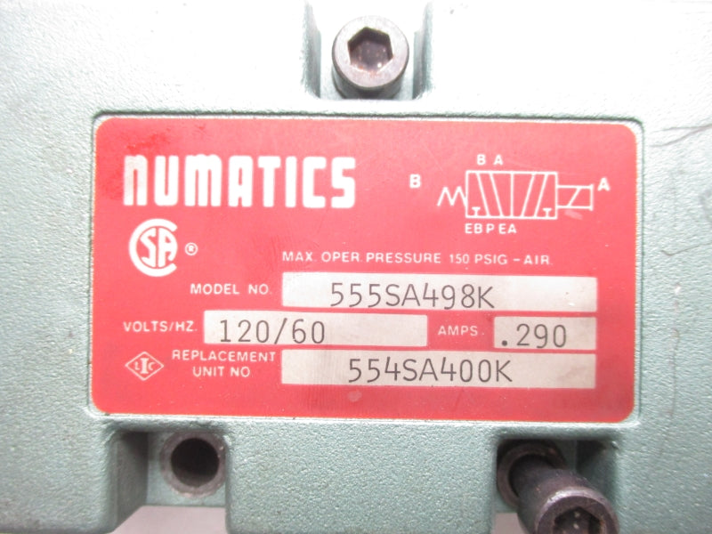 NUMATICS 555SA498K 120V .290A NSNP