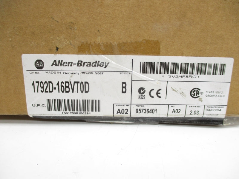 ALLEN BRADLEY 1792D-16BVT0D SER. B F/W 2.03 10-25VDC NSMP