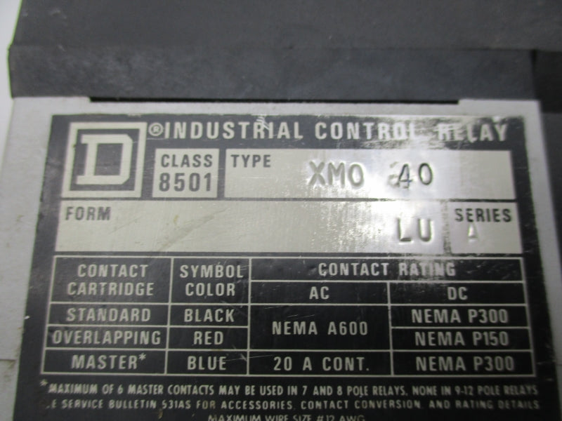 SQUARE D 8501XMO40V06 SER. A 440/480V 20A NSNP