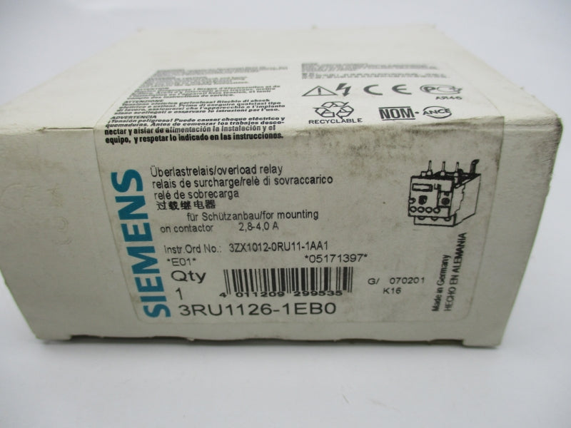 SIEMENS 3RU1126-1EB0 2.8-4.0A NSMP