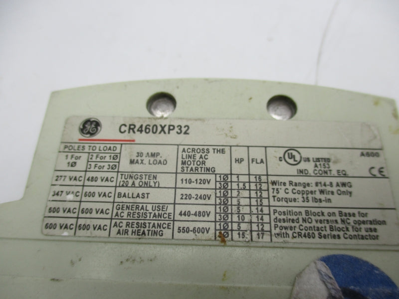 GENERAL ELECTRIC CR460XP32 600VAC 30A UNMP