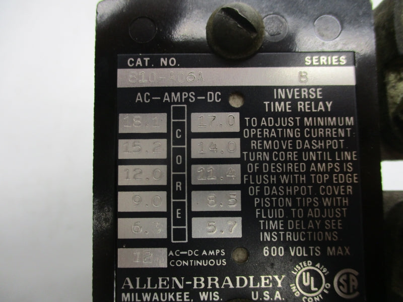ALLEN BRADLEY 810-A06A SER. B 600V 12A NSNP