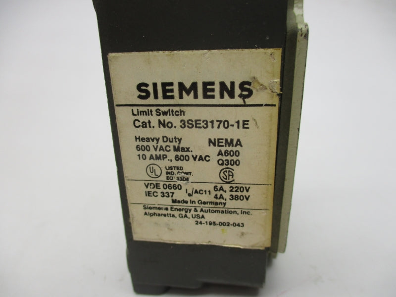 SIEMENS 3SE3170-1E 600VAC 10A UNMP