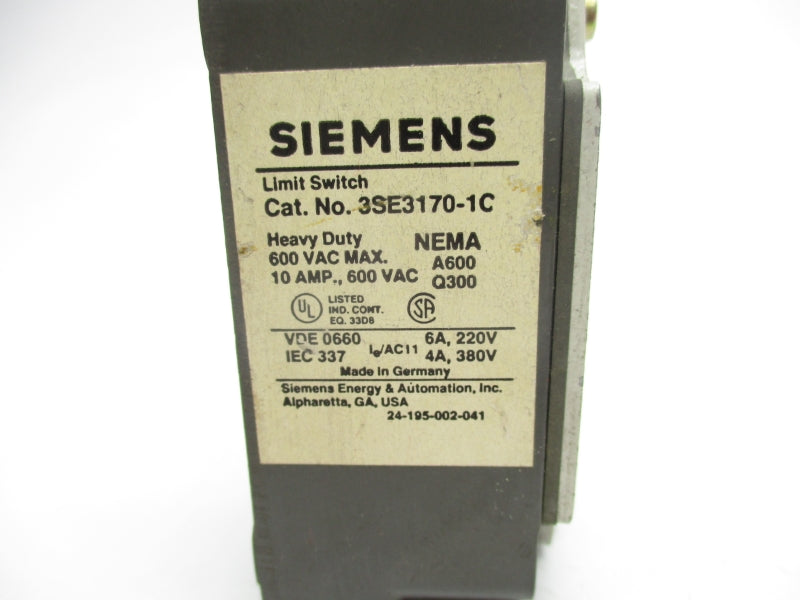 SIEMENS 3SE3170-1C 600VAC 10A UNMP