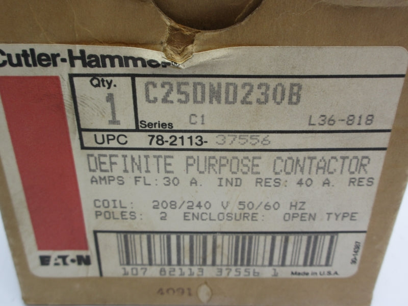 CUTLER HAMMER C25DND230B SER. C1 208/240V 30A NSMP