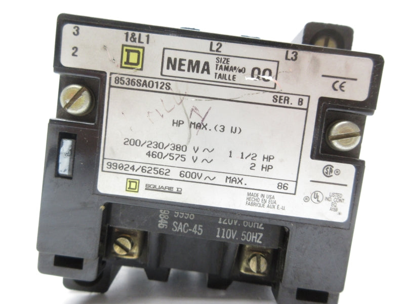 SQUARE D 8536SAO12S SER. B 110/120V (AS PICTURED) UNMP