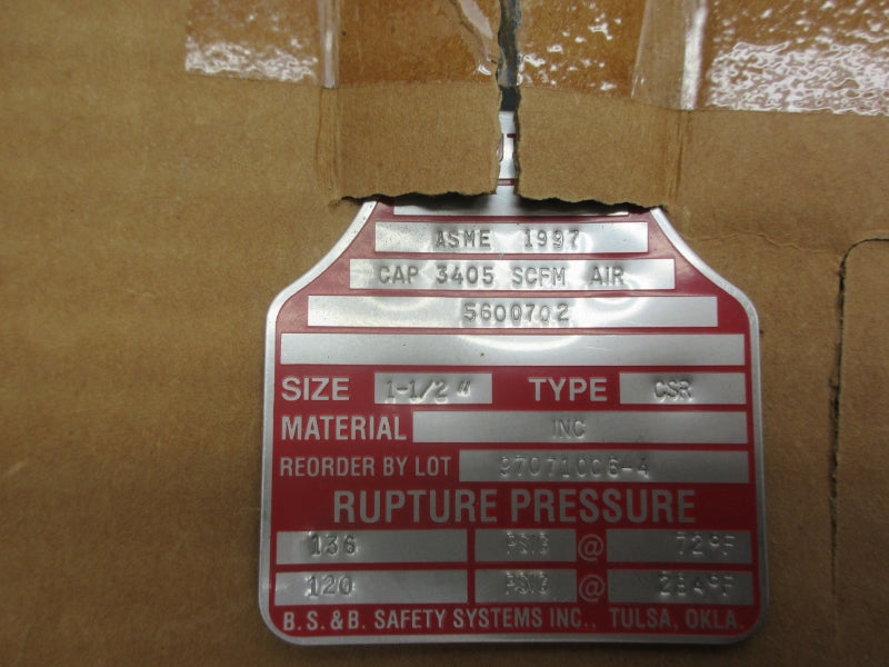 BS&B SAFETY SYSTEMS 97071006-4 136PSI 72'F 1-1/2" NSMP