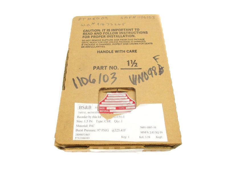 BS&S SAFETY SYSTEMS A5003151-1 97PSI 325.41'F 1.5" NSMP