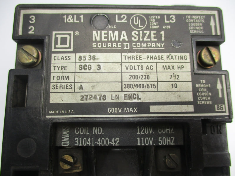 SQUARE D 8536SCG3 SER. A 110/120V UNMP