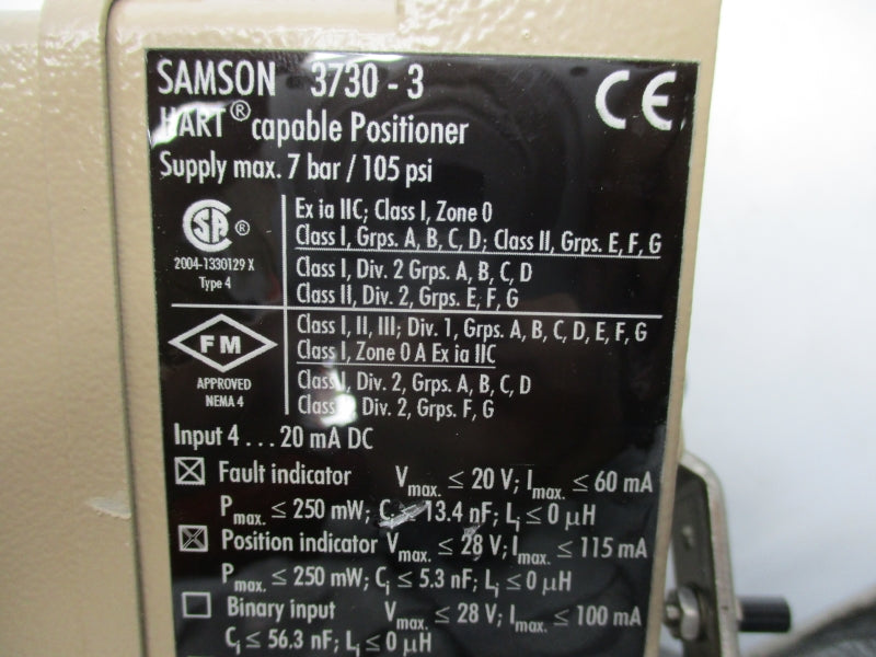 SAMSON HART 3730-3 105PSI NSNP