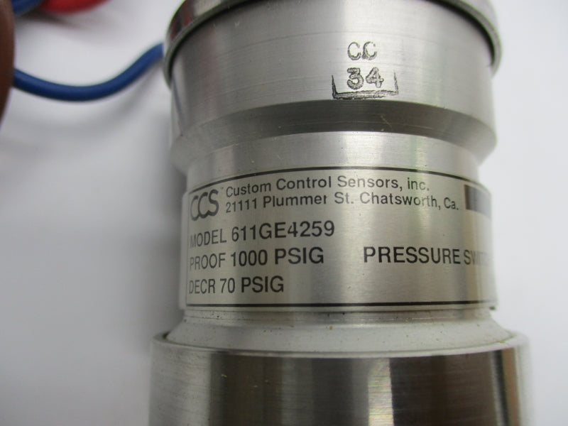 CUSTOM CONTROL SENSORS 611GE4259 1000PSI UNMP