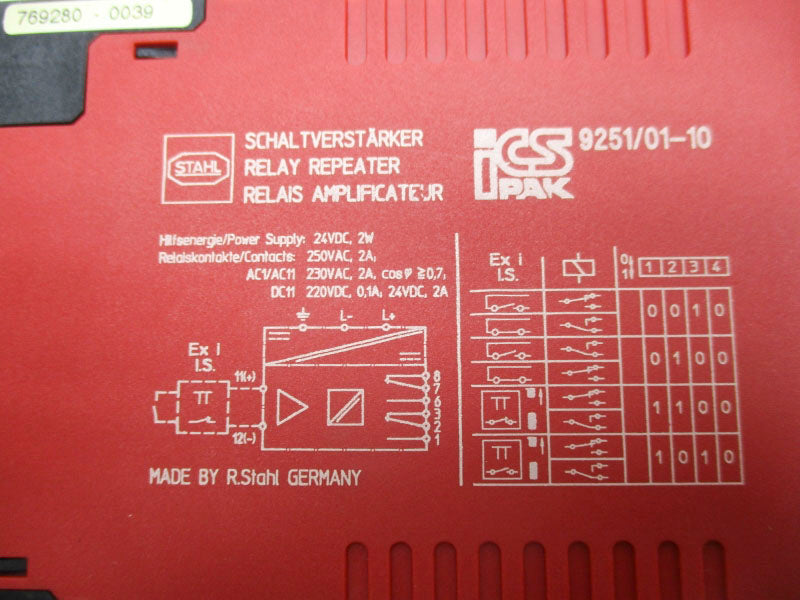 STAHL 9251/01-10 250VAC 2A NSNP