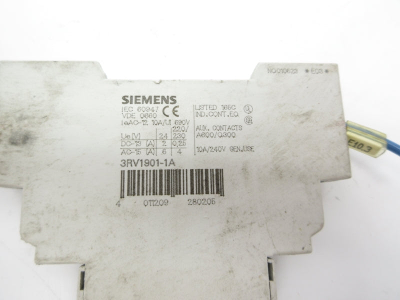 SIEMENS 3RV1901-1A 240V 10A UNMP