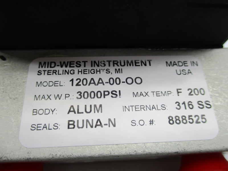 MIDWEST INSTRUMENT 120AA-00-OO 3000PSI 0-10PSI NSNP