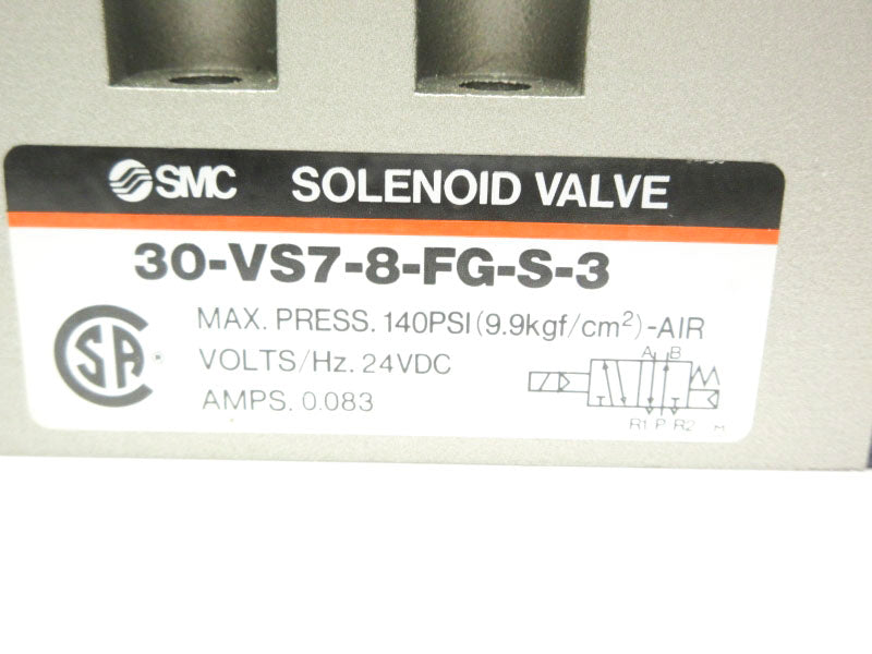 SMC 30-VS7-8-FG-S-3 24VDC 0.083A 140PSI NSNP