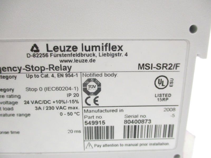 LEUZE LUMIFLEX MSI-SR2/F 230VAC 3A NSNP