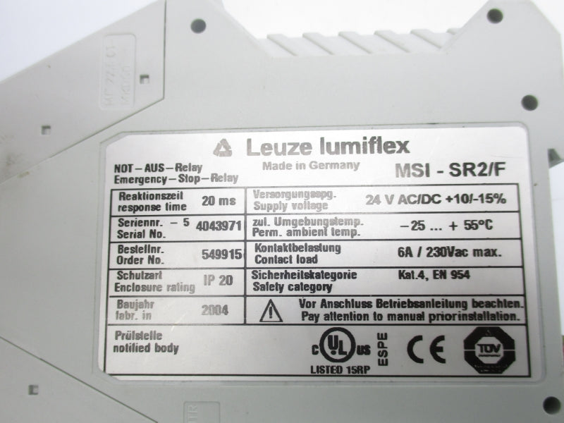 LEUZE LUMIFLEX MSI-SR2/F 230VAC 6A NSNP
