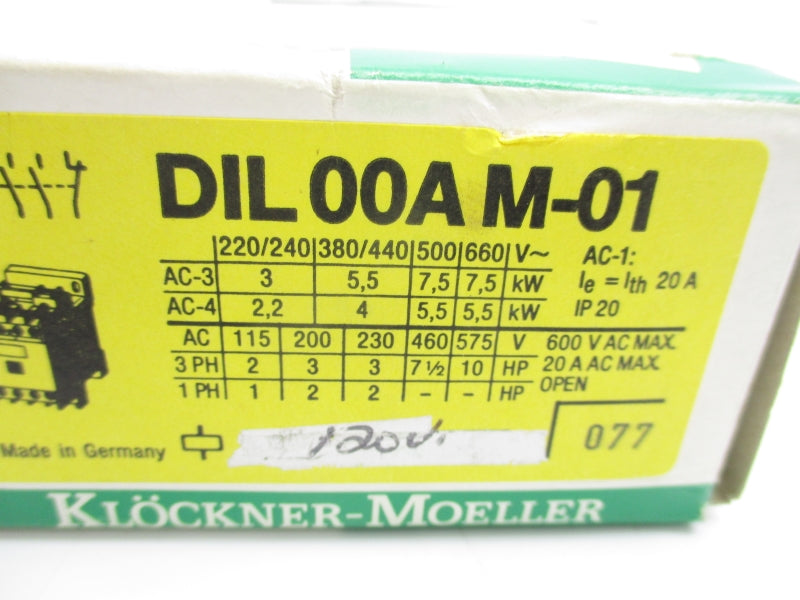 KLOCKNER MOELLER DIL00AM-01 110/120V 20A NSMP