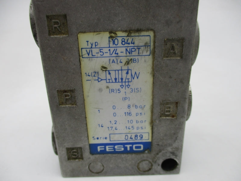 FESTO VL-5-1/4-NPT 10844 17.4-145PSI UNMP