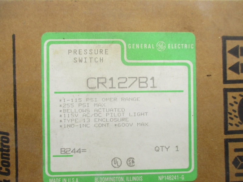 GENERAL ELECTRIC CR127B1 115VAC/DC 255PSI NSFS