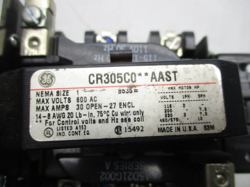 GENERAL ELECTRIC CR305C002AAST 110/115-120V 30A NSNP