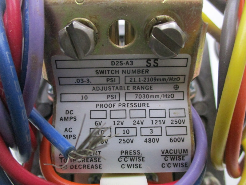 BARKSDALE D2S-A3SS 600VAC 10PSI NSNP