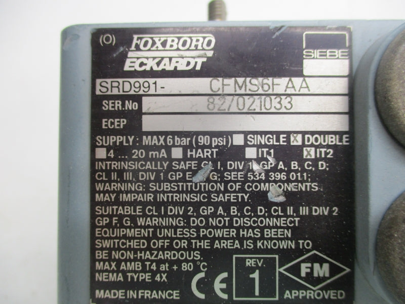FOXBORO SRD991-CFMS6FAA 90PSI (AS PICTURED) UNMP