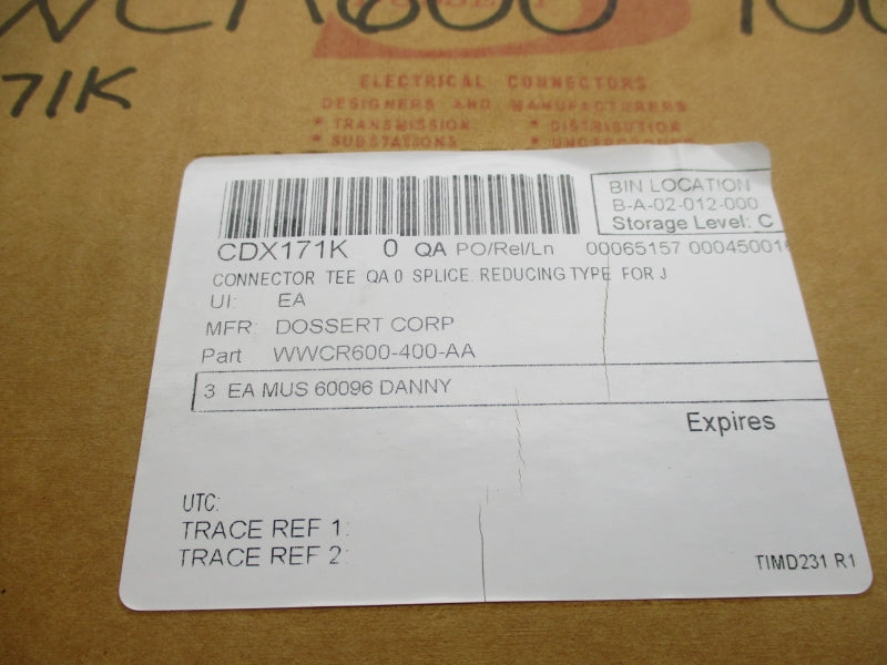 DOSSERT WWCR600-400-AA (PKG OF 3) NSFS